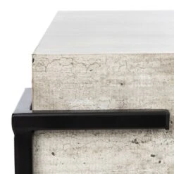 Safavieh Eli Square Coffee Table - Light Grey Faux Concrete and Black -Safavieh Furniture GUEST 4200ce47 8f5c 43c1 a64f a4d017dadd71