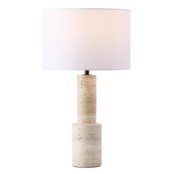 Safavieh Couture Tywin Travertine Table Lamp - Travertine/White