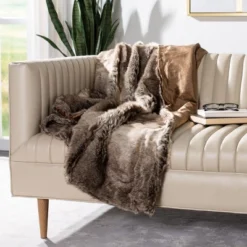 Safavieh Luxe Sheen Faux Fur Throw Blanket - Coco, 50" x 60"