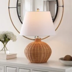 Safavieh Juana 22-Inch Natural Woven Rattan Table Lamp -Safavieh Furniture GUEST 442034cb a198 4083 b700 39b174d448a3
