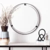 Safavieh Radlin Round Minimalist Wall Mirror in Matte Black