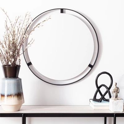Safavieh Radlin Round Minimalist Wall Mirror in Matte Black 3 Safavieh Radlin Round Minimalist Wall Mirror in Matte Black
