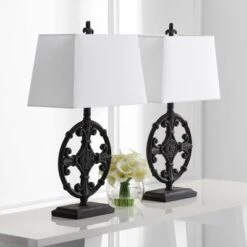 Safavieh Waylon Iron Table Lamp with LED Bulbs - Set of 2