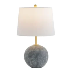 Safavieh Cla 23.5 Inch Grey Washed Concrete Table Lamp with Brass Accents