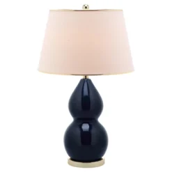 Safavieh Jill 26.5" Navy Double Gourd Ceramic Table Lamp