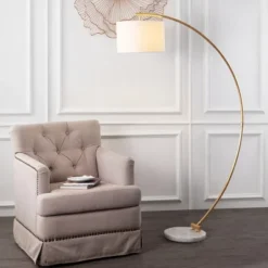 Safavieh Madigan 70-Inch Gold and White Arc Floor Lamp -Safavieh Furniture GUEST 4a8a862a 6eed 4956 bd17 448cc55d1ada