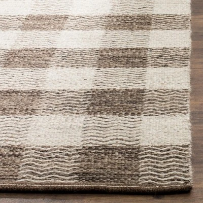 Safavieh Kilim KLM351 Hand Woven Light Grey & Brown Wool Runner Rug 4 Safavieh Kilim KLM351 Hand Woven Light Grey & Brown Wool Runner Rug - Image 2