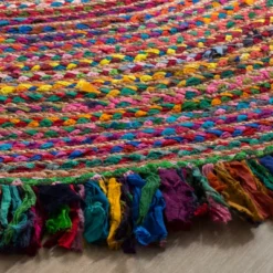 Safavieh Vicki Stripe Woven Round Accent Rug - Hand-Woven Jute & Cotton