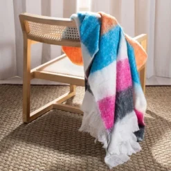 Safavieh Glendal Striped Throw Blanket - 50" x 70" Cozy Plush