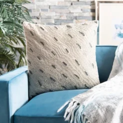 Safavieh Silver Mint Sparkles 20" x 20" Cotton Decorative Pillow - Beige/Green