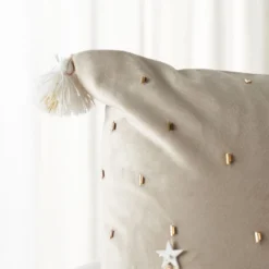 Safavieh Celine Tree Holiday Pillow - 18"x18" Beige Velvet -Safavieh Furniture GUEST 52193dfd 7ff2 4596 bc9b bd644ef75985