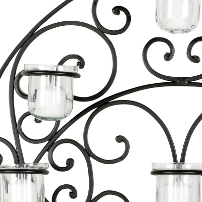 Safavieh Circular Scroll Iron Wall Sconce - 9-Light Black Wall Decor 4 Safavieh Circular Scroll Iron Wall Sconce - 9-Light Black Wall Decor - Image 2