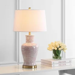 Safavieh Calli Table Lamp (Set of 2) - 28" Pink & White Ceramic Lighting -Safavieh Furniture GUEST 53f101a7 1ce4 4184 951d 073d739d9877