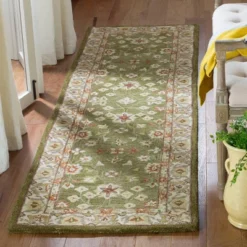Safavieh Katina Collection 2'3" x 8' Floral Hand-Tufted Runner Rug - Moss Green/Ivory -Safavieh Furniture GUEST 5443471b e743 4f84 9ad0 84e14fe41c4d