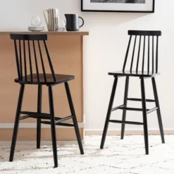 Safavieh Beaufort Black Spindle Back Bar Stools - Set of 2