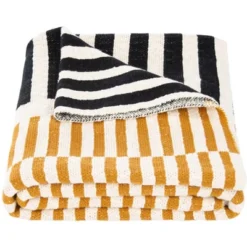 Safavieh Lupin Throw Blanket - Mustard, Beige & Black Stripes - 50" x 60"