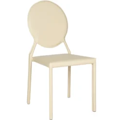 Safavieh Warner Round Back Leather Side Chair (Set of 2) - Butter Cream -Safavieh Furniture GUEST 55aa9ce3 7945 4f82 b614 6a36ebc55f15
