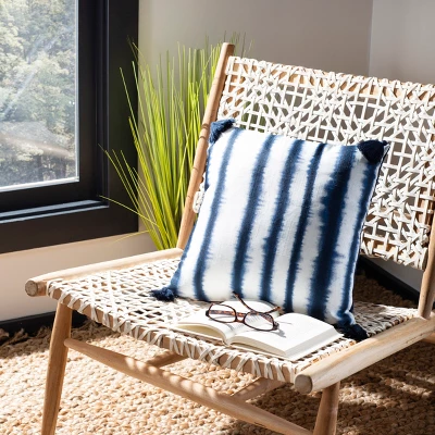Safavieh Cassia Navy and White Tie-Dye Tasseled Throw Pillow 3 Safavieh Cassia Navy and White Tie-Dye Tasseled Throw Pillow