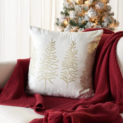 Safavieh Seasons Tree Embroidered Winter Holiday Throw Pillow 4 Safavieh Seasons Tree Embroidered Winter Holiday Throw Pillow - Image 2