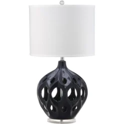 Safavieh Regina 29-Inch Ceramic Table Lamp with Black Satin Shade -Safavieh Furniture GUEST 59482715 302a 4db6 ac7e 567bd52bc962