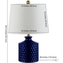 Safavieh Landon Ceramic Table Lamp - Navy Blue Hexagon Pattern -Safavieh Furniture GUEST 5cd76433 7689 4bc5 a792 400ba011ed6a