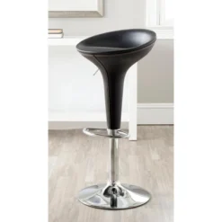 Safavieh Shedrack Swivel Bar Stool in Black and Chrome
