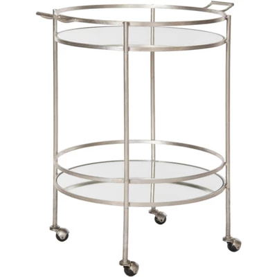 Safavieh Lavinia Mirrored Iron Bar Cart 4 Safavieh Lavinia Mirrored Iron Bar Cart - Image 2