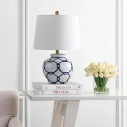 Safavieh Anders 21-Inch Blue and White Ceramic Table Lamp