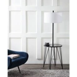 Safavieh Ciro 58" Floor Lamp with Integrated Glass Side Table - Black & White