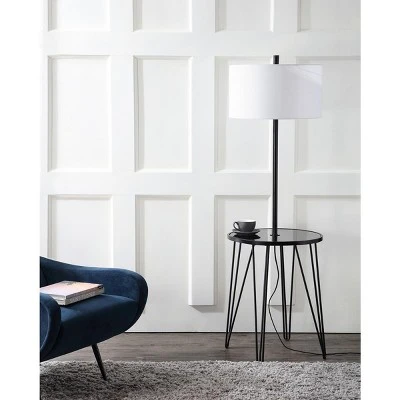 Safavieh Ciro 58" Floor Lamp with Integrated Glass Side Table - Black & White 3 Safavieh Ciro 58" Floor Lamp with Integrated Glass Side Table - Black & White