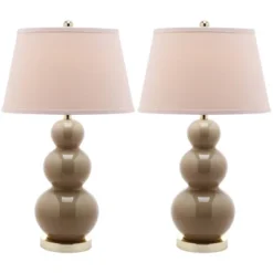 Safavieh Pamela Triple Gourd Ceramic Table Lamps, Set of 2 - Taupe -Safavieh Furniture GUEST 61fec7f6 c9da 4709 bbb4 b448773a6806