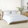 Safavieh Hotel Collection 300TC Percale 3-Piece Duvet Cover Set, Desert Beige/White