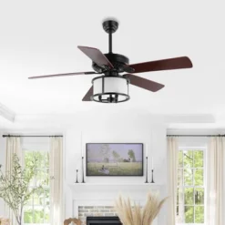 Safavieh Kristos 3-Light 52" Black Modern Ceiling Fan -Safavieh Furniture GUEST 662d28a9 37c4 4c54 8f8d 8a5bd52cf785