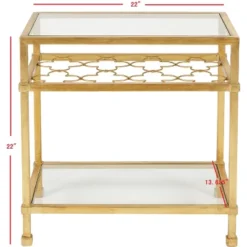 Safavieh Hanzel Gold Leaf Glass Side Table with Quatrefoil Shelf -Safavieh Furniture GUEST 66871b61 53a2 485c a012 e95394856689