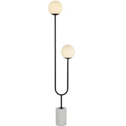 Safavieh Leif 68-Inch Iron and Marble Floor Lamp in Black and White