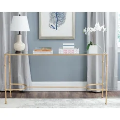Safavieh Lucille Gold Leaf and Glass Console Table