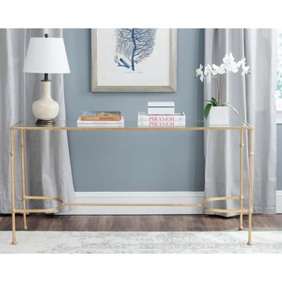 Safavieh Lucille Gold Leaf and Glass Console Table 3 Safavieh Lucille Gold Leaf and Glass Console Table