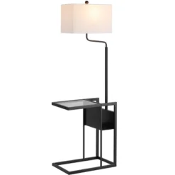 Safavieh Janson Matte Black Floor Lamp with Built-in Shelf & Magazine Holder -Safavieh Furniture GUEST 69076595 14b6 43fa 8b7d bdadebedeb18
