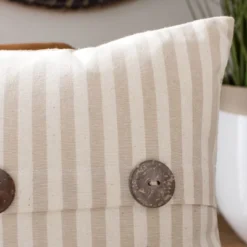 Safavieh Kensing Pinstripe Throw Pillow with Decorative Button Details -Safavieh Furniture GUEST 69ec27a4 9683 4e77 9afd 30ac9220ff1d