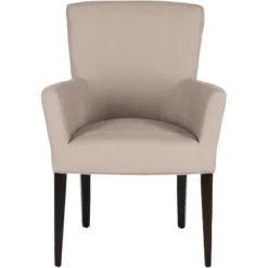 Safavieh Dale Arm Chair in Taupe Linen with Espresso Birch Legs -Safavieh Furniture GUEST 69f2b3e2 4fa7 4e0e b33c 57d18263e5d3