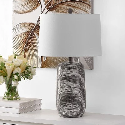 Safavieh Celvin Grey and White Patterned Table Lamp 3 Safavieh Celvin Grey and White Patterned Table Lamp