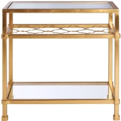 Safavieh Hanzel Gold Leaf Glass Side Table with Quatrefoil Shelf -Safavieh Furniture GUEST 6b0c18ea 7470 4e04 8c1e 83e8d64bbab6