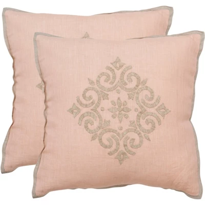 Safavieh Isola Embroidered Linen Pillows (Set of 2) - Petal Blush 3 Safavieh Isola Embroidered Linen Pillows (Set of 2) - Petal Blush
