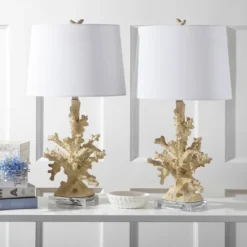 Safavieh Faux Coral Branch Table Lamps - 28.5 Inch Creme (Set of 2)