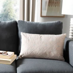 Safavieh Nisha Floral Decorative Pillow in Champagne and Silver