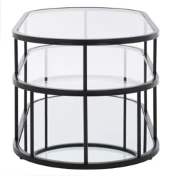 Safavieh Layta 3-Shelf Coffee Table - Matte Black & Clear Glass -Safavieh Furniture GUEST 6cdc891b aa2d 455e bbb9 1b2eeb364bae