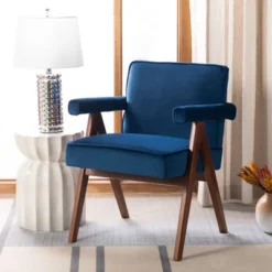 Safavieh Suri Mid-Century Arm Chair with Velvet Upholstery