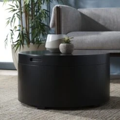 Safavieh Rafaela Round Tray-Top Coffee Table with Hidden Storage