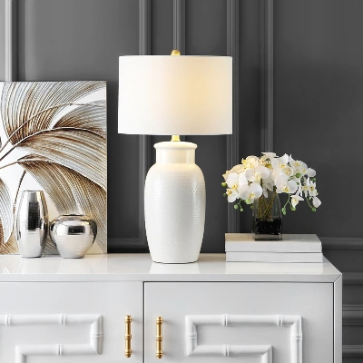 Safavieh Norsi Ivory Ceramic Table Lamp - Elegant Textured Lighting 5 Safavieh Norsi Ivory Ceramic Table Lamp - Elegant Textured Lighting - Image 3