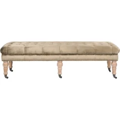 Safavieh Barney Tufted Bench with Brass Nail Heads and Oak Legs -Safavieh Furniture GUEST 6e3cb60d 1386 465f 9bb7 2825935c1c26
